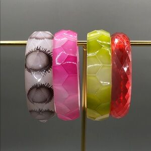 Bundle lot 4 semi sheer vintage lucite like 90's bangle bracelets stack layer.